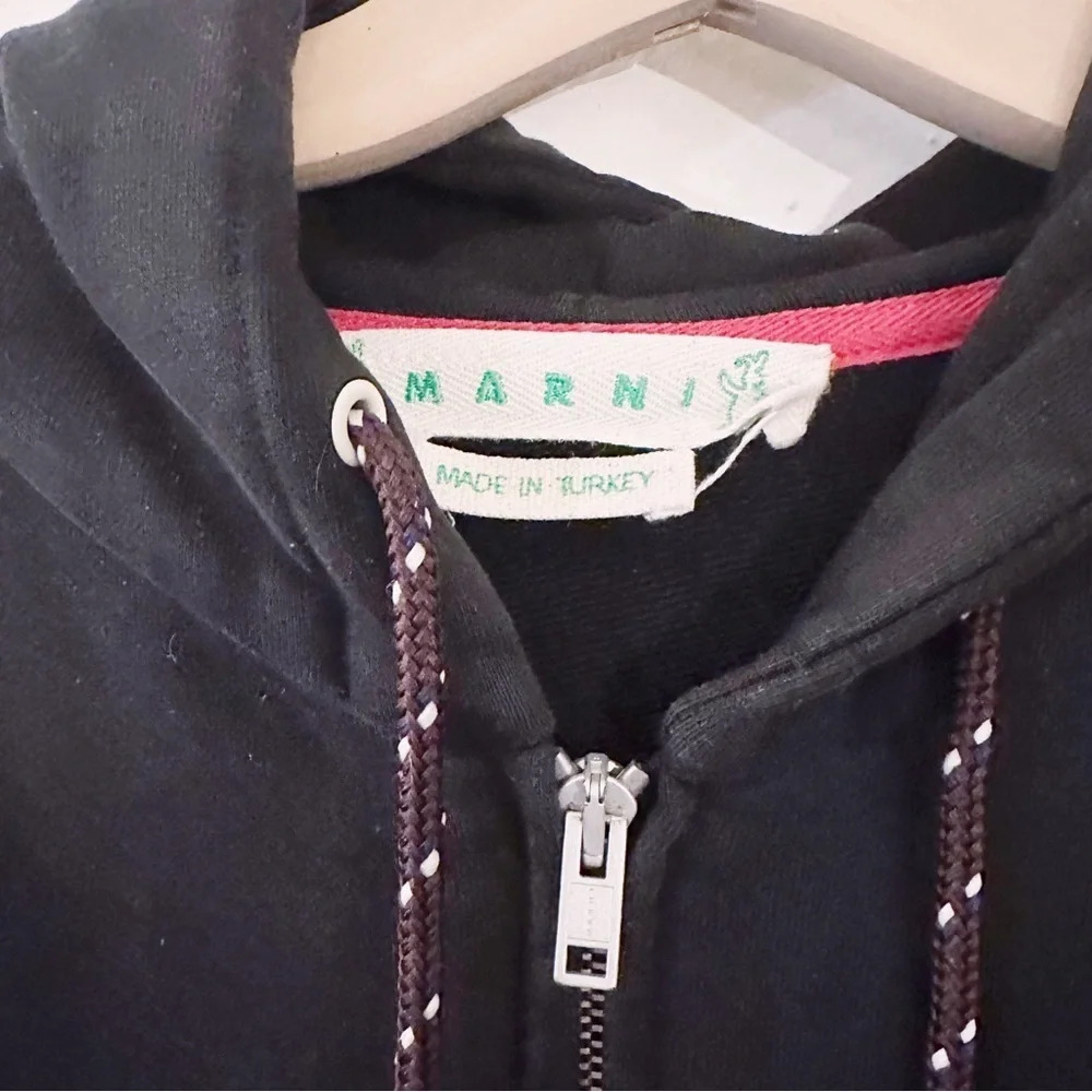 Marni Dance Bunny Black Embroidered Patch Cotton Hoodie Long Sleeve Oversized - Picture 7 of 14